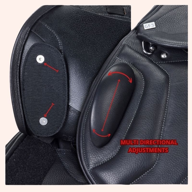 Zwarte Premier Eventing verstelbare kniewrong close up