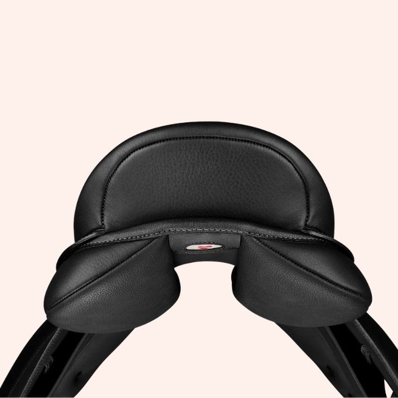 Zwart pony dressuurzadel met zwarte lepel