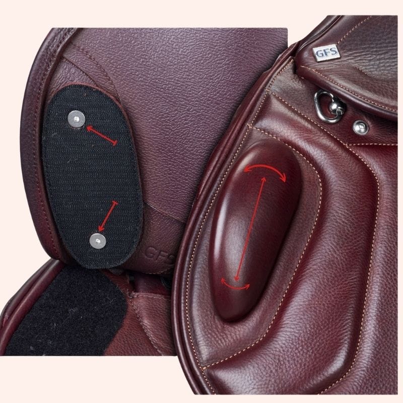 premier eventing zadel bordeaux verplaatsbare kniewrongen