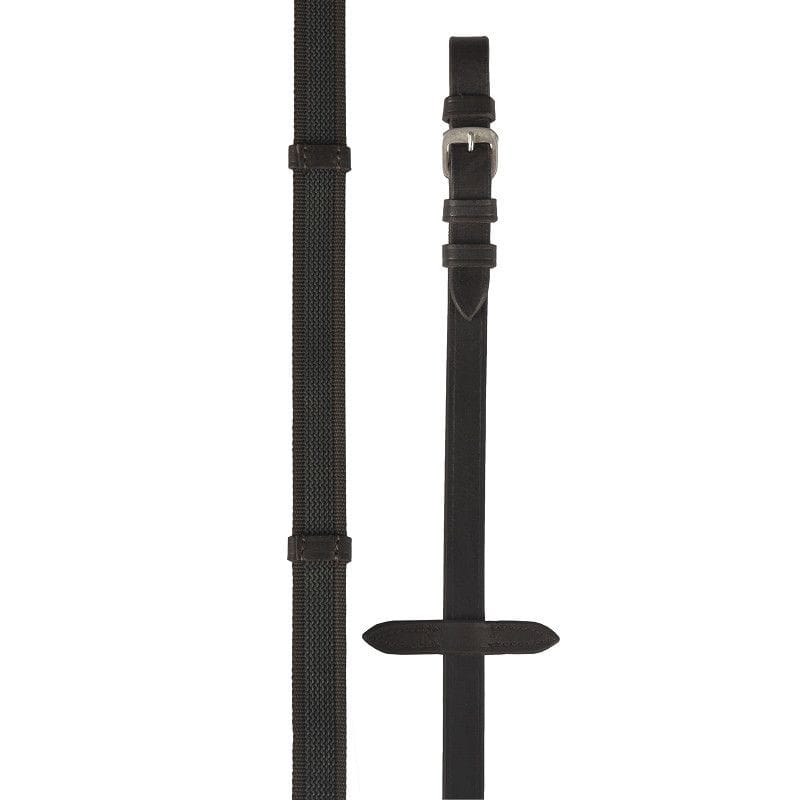 Anti-slip teugel met ingeweven rubber, met stops, bruin