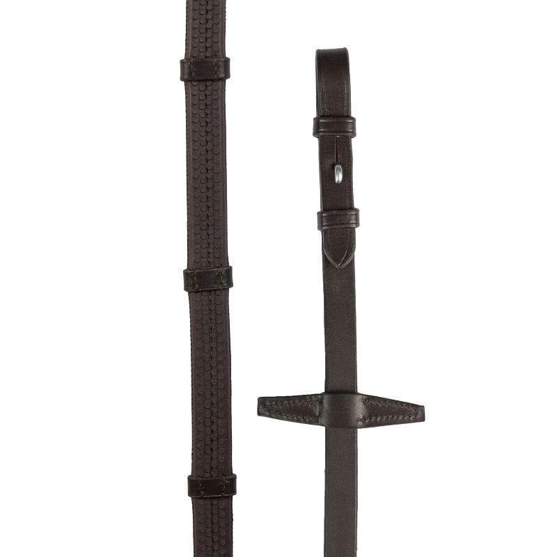 Rubberen teugels met nopjes en stops, bruin